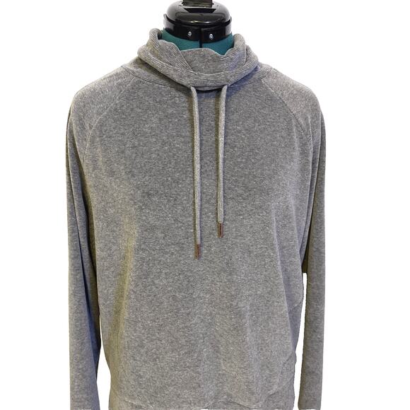 Sweaty Betty Gray Velour Sweatshirt Pullover Funnel Neck Size Medium - Picture 2 of 9